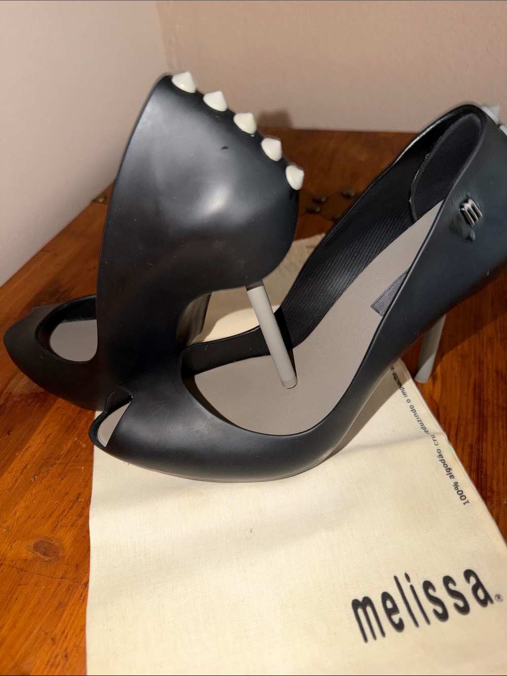 Melissa Black Peep-Toe Spikes High Pencil Heels